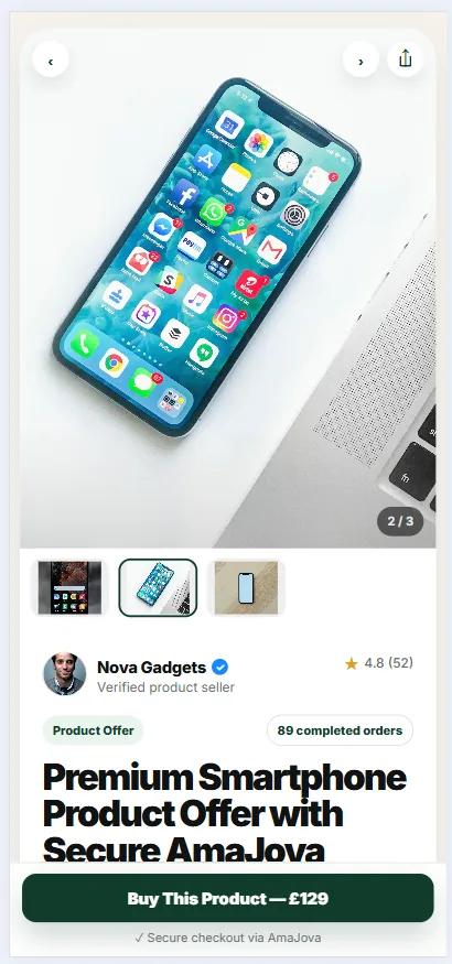 Smartphone product offer preview