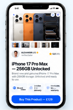 Physical products OfferLink customer-facing mobile preview