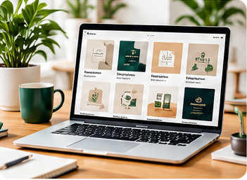 Laptop showing downloadable design templates